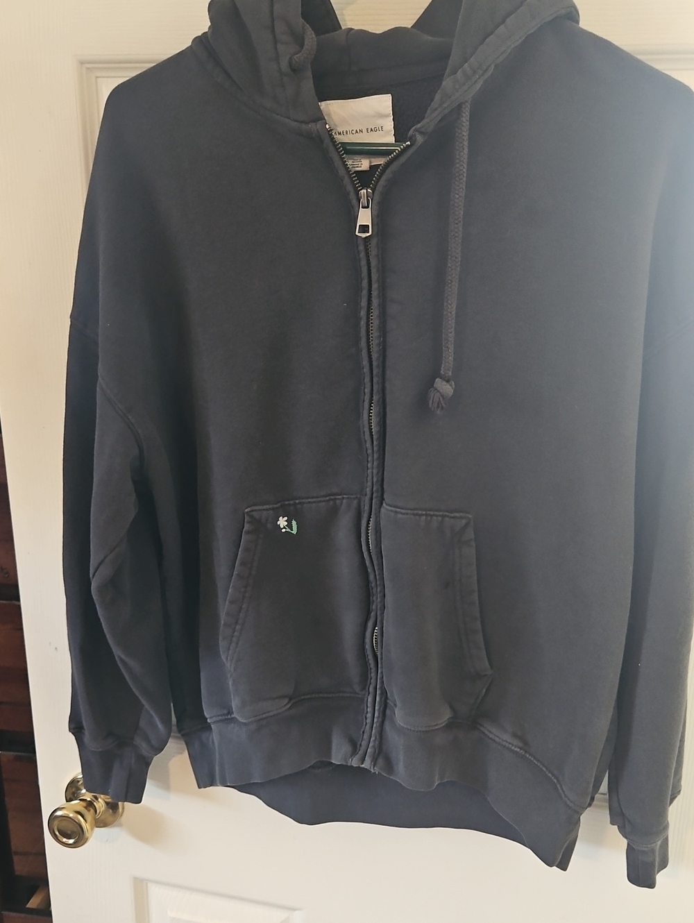 American Eagle Outfitters Black Zip-Up Hoodie Sweater